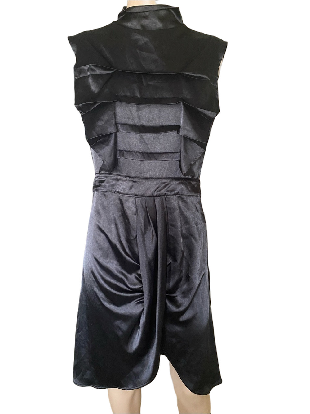 RORA Black Satin Backless Ruffle Cocktail Dress  gb3